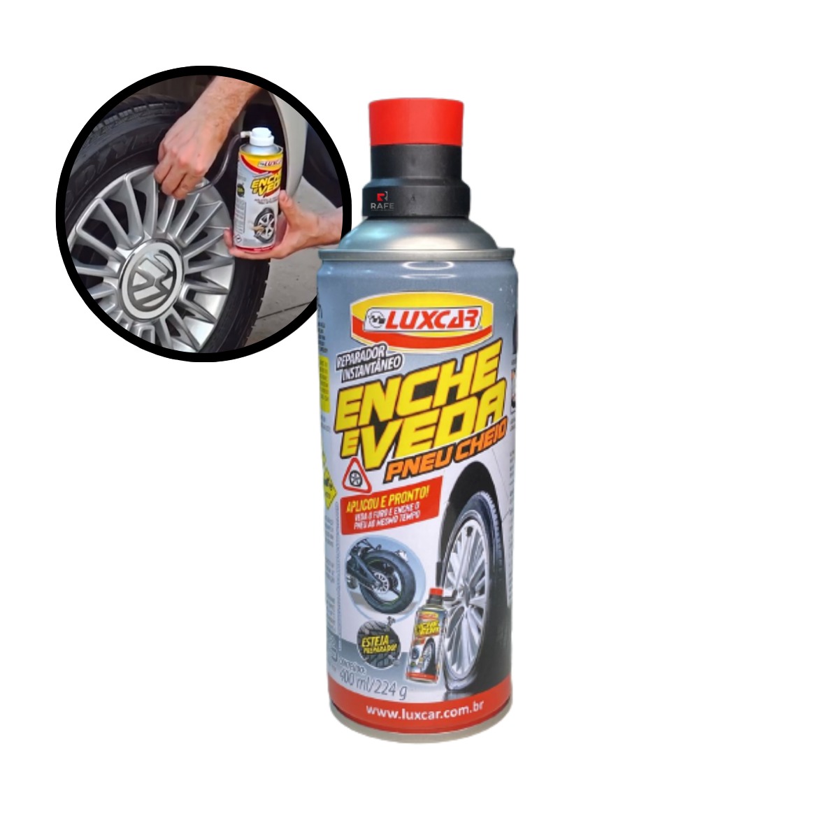 Spray Reparador Instantâneo Pneu Enche E Veda Luxcar Rafe Auto Peças