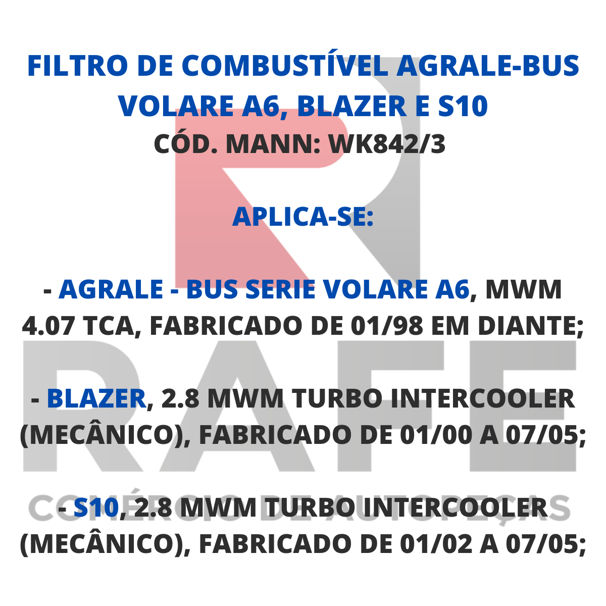 Filtro De Combustível Agrale MA Volkswagen 8150 9150 17210 17230 17260  18310 18320 Volvo VM260 VM310 VM15210 - Turbo Filtros - TBC353 - Filtro de  Combustível - Magazine Luiza